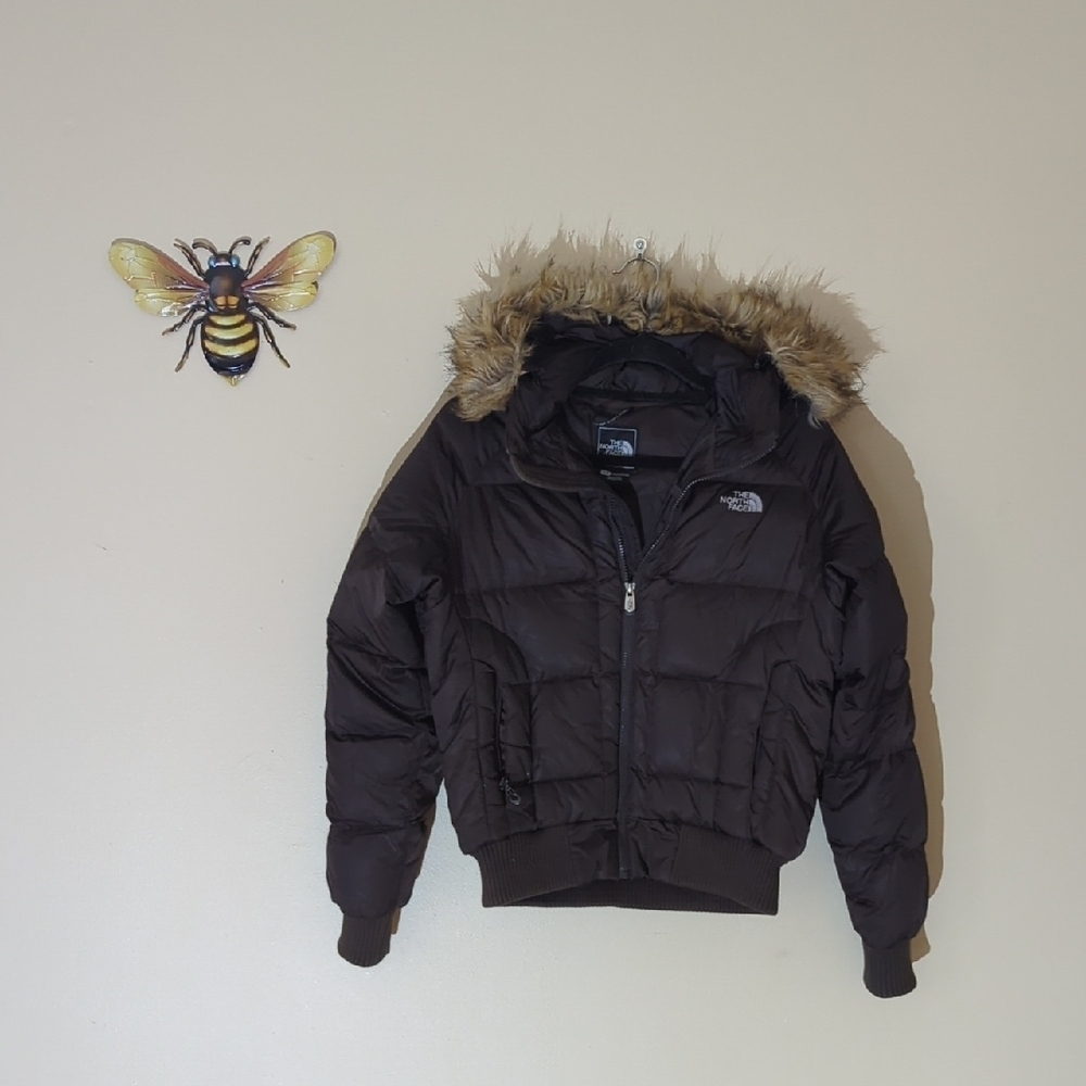 The North Face Dark Brown Jacket with Fur Trim